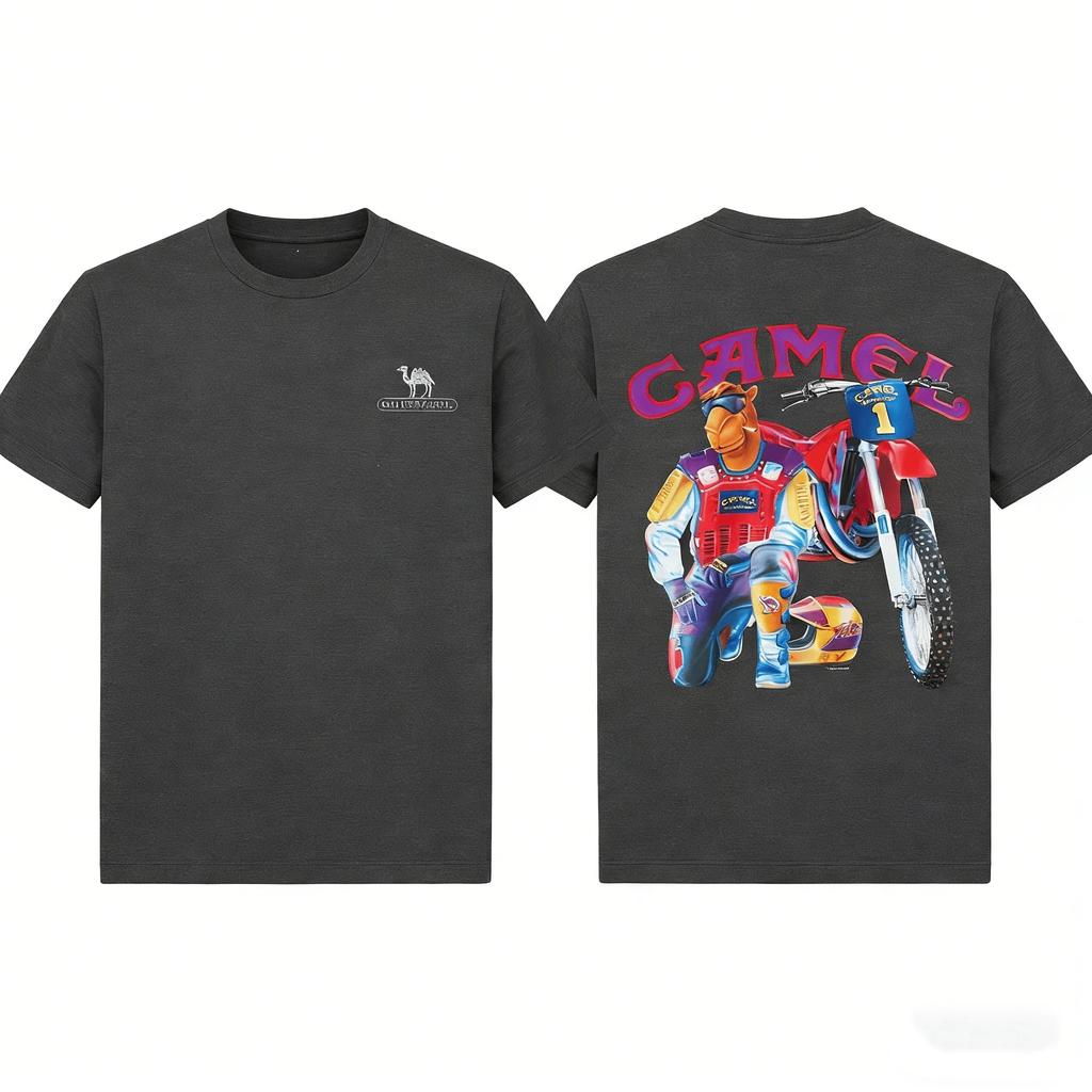 Kamel Smokercross Bedrucktes Oversized T-Shirt 2026 Sommer Herren Damen Luxus Freizeit Reines Baumwoll-T-Shirt Herren Streetwear Y2K