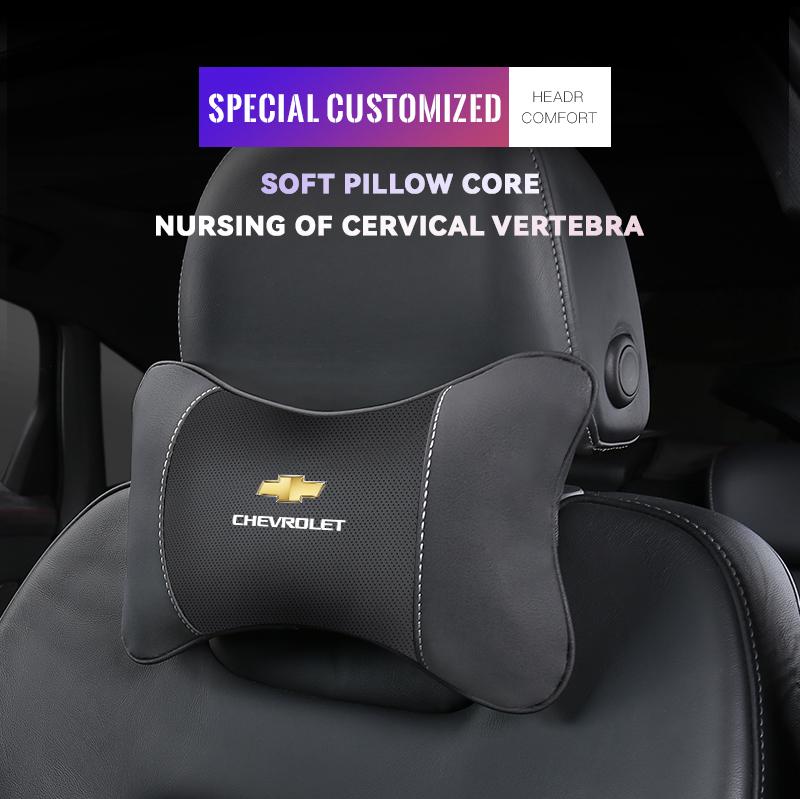 1Pcs Car Seat Headrest Auto Logo Neck Pillow For Chevrolet Z71 Aveo Impala Lacetti Malibu Sail SS Cruze Sonic Silverado Trax