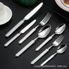 2024 New 304 Stainless Steel  Western Tableware Knives, Forks, Spoons, Round  Hemp Rope Creative Handle Hotel Restaurant