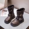 Girls Leather Boots Autumn  Comfortable Outdoor  Children Mid-calf Boots Platform Round Toe Belt Buckle Kids Boot