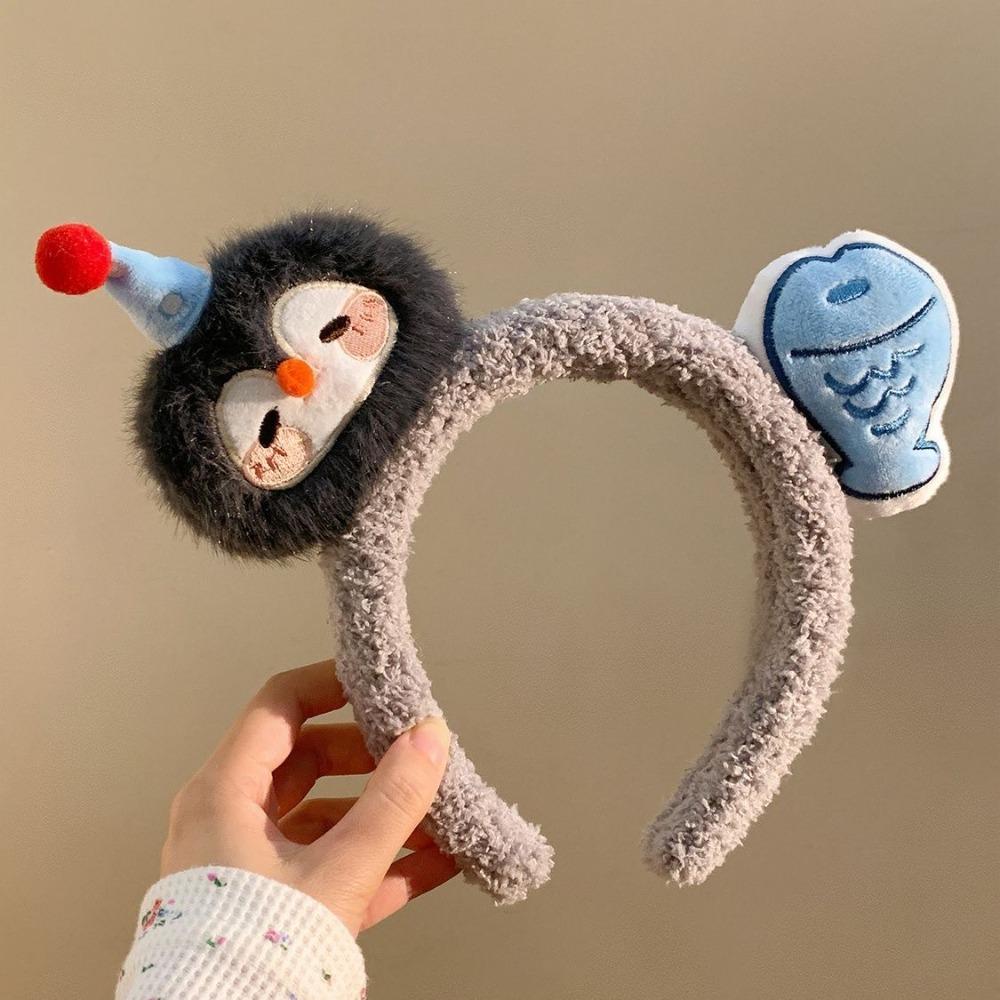 

Wide Brim Penguin Fish Headband Plush Washing Face Hairpin Funny Headband Girl Hair Accessories