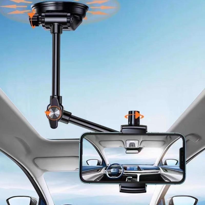 Universal Car Phone Mount with Height Adjustment Dashboards Suction Base 360 Rotate Stand for 4.7 To 7.2in Mobile Devices