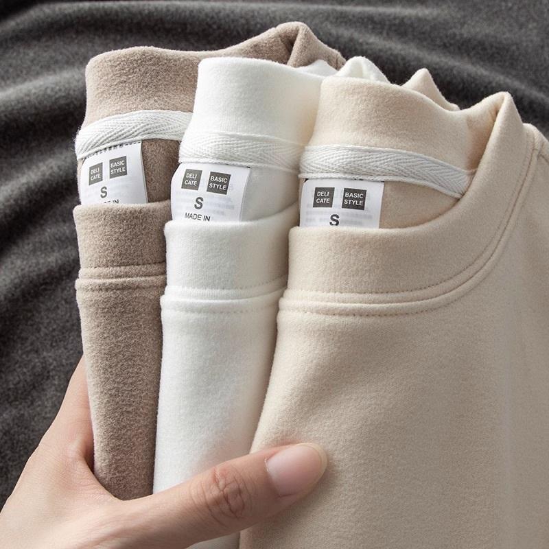 Velvet Base Shirt For Men Autumn And Winter Warm Long Sleeved Top Light And Warm Inner Layer Base T-shirt