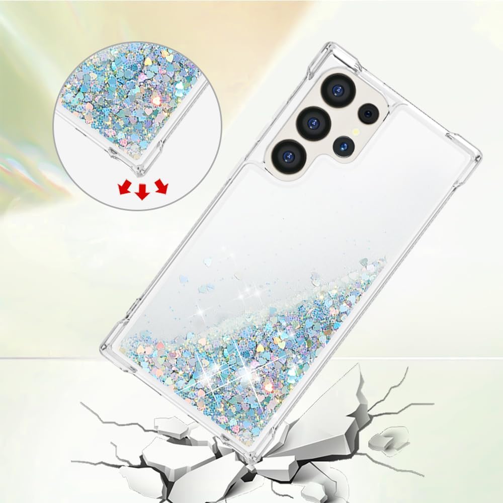 Case for Samsung Galaxy S25 Ultra Case Glitter Bling Cute Clear Phone CaseFloating Quicksand Shockproof Protective Bumper Soft TPU Cover for Samsung