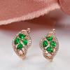 New  Rose Gold Earrings Fashion Jewelry  Green Natural Zircon Stud Earring For Women Ethnic Bridal Wedding Jewelry