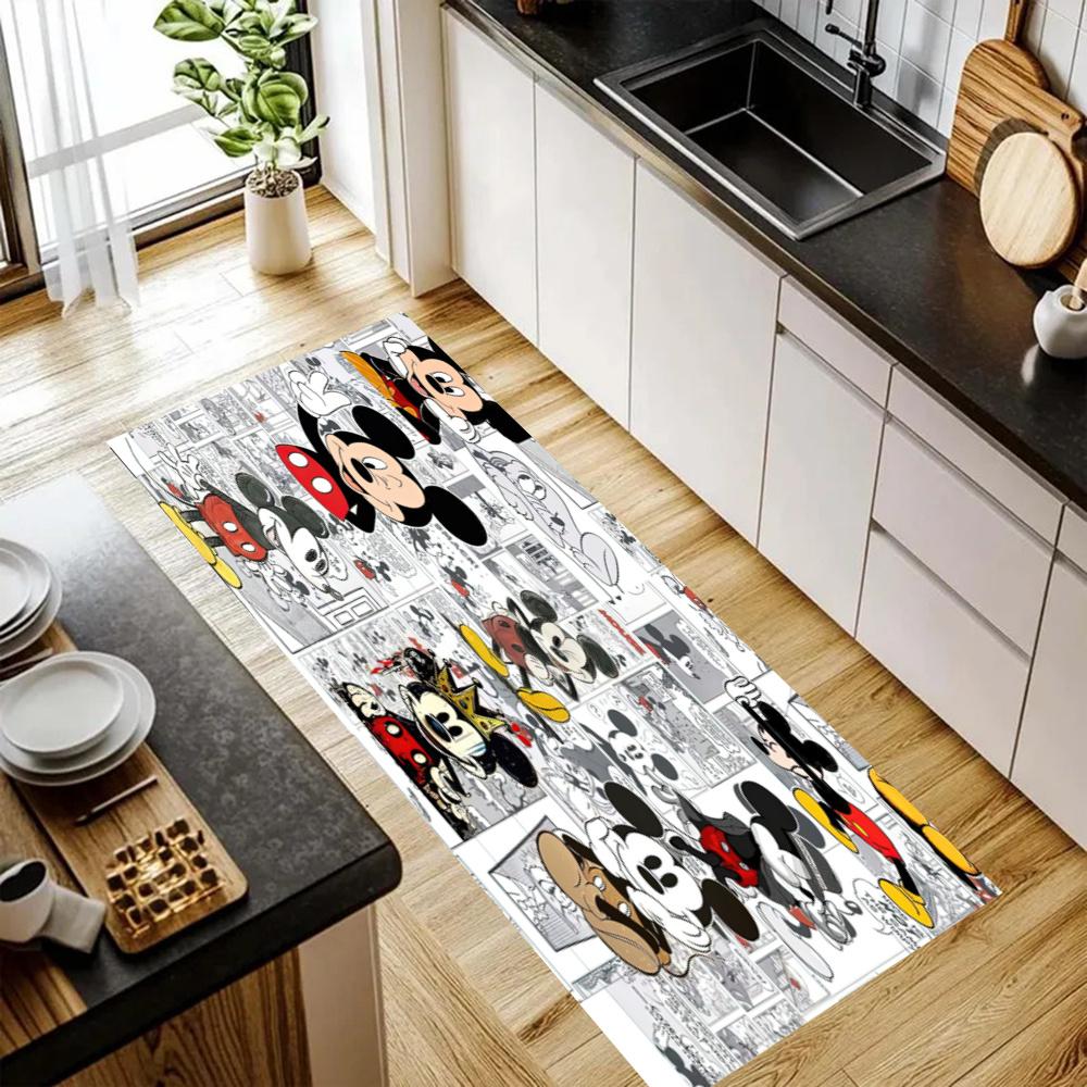Mickey Mouse Comic Strip Kitchen Mats Durable Bathroom Pads Comfortable Rugs Carpets For Kitchen Home Office Sink Laundry Room Bathroom Decor