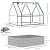 Raised Garden Bed with Greenhouse, Steel Planter Box with Plastic Cover, Roll Up Window, Dual Use for Flowers, Vegetables, Fruits and Herbs
