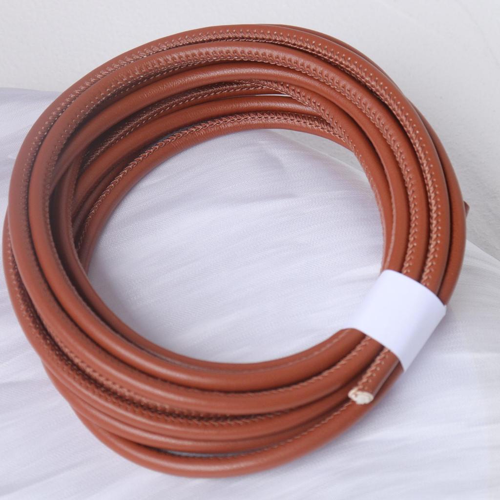 PU Leather Round Handle Strap with Lock Edge Stitching - DIY Traction Weaving Ornament E18