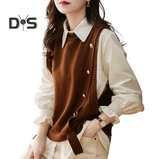 

Женский жилет с круглым вырезом, однотонный вязаный жилет, модный мягкий женский вязаный топ без рукавов на осень-зиму кофейный