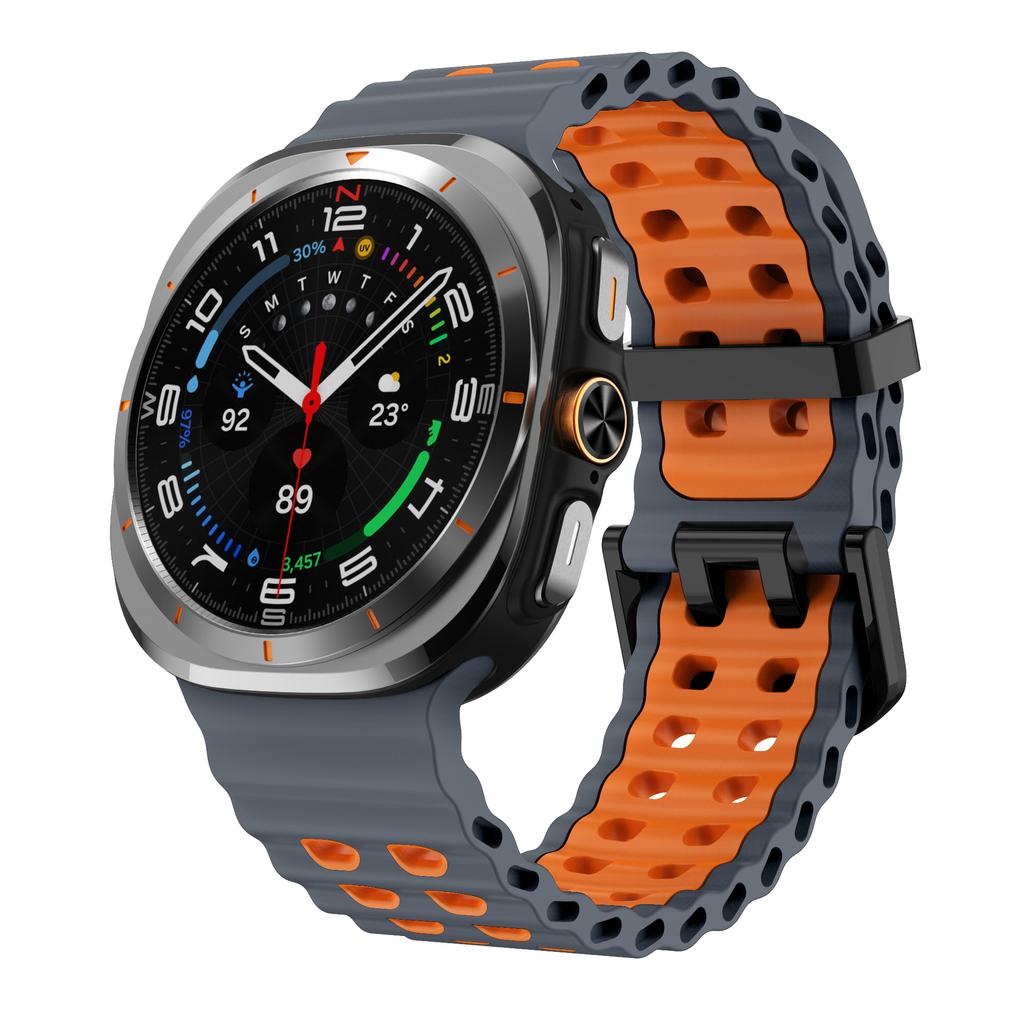 Bracelet Silicone Océan pour Samsung Galaxy Watch Ultra 47mm Bracelet Sport Bicolore Wristband Galaxy Watch Ultra 2026 47mm Correa