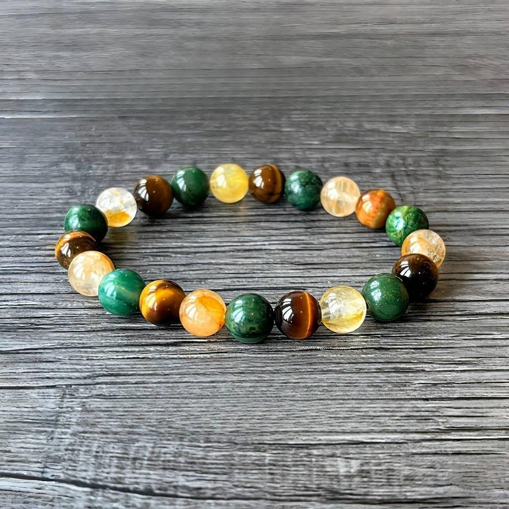 Natural Tiger Eye & African Turquoise Yellow Crystal Bracelet