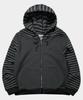 Some Place Two-Tone Stripe Embroidered Print Hooded Zip-Up Jacket _ 3 Colors