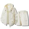 Men’s Lightweight Hooded Windbreaker Jacket and Shorts Set with Zipper Pockets Relaxed Fit Outdoor Wear