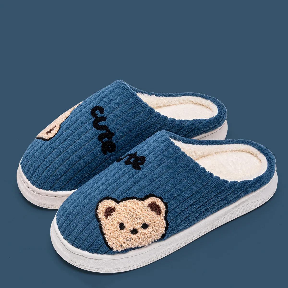 Новые зимние домашние тапочки женские мягкие милые мультяшные туфли мужские повседневные — фото 7