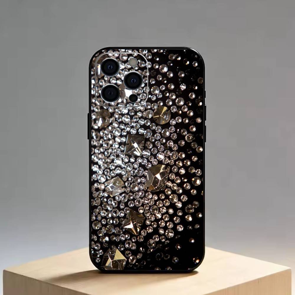 

Luxury Bling Glitter Flash Phone Case For iPhone 17, 16,15,14,13,12,11 Plus,Pro Max, Others Soft Black Cover iPhone13PROMAX