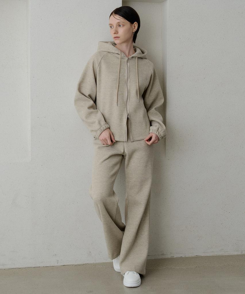 Bibyseob Knit Zip-Up Hoodie Beige [T54]