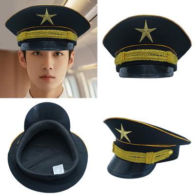 Casquette de police style militaire avec détail étoile dorée Polyester pratique Confortable Chapeau de cosplay pour costume de jeu de rôle