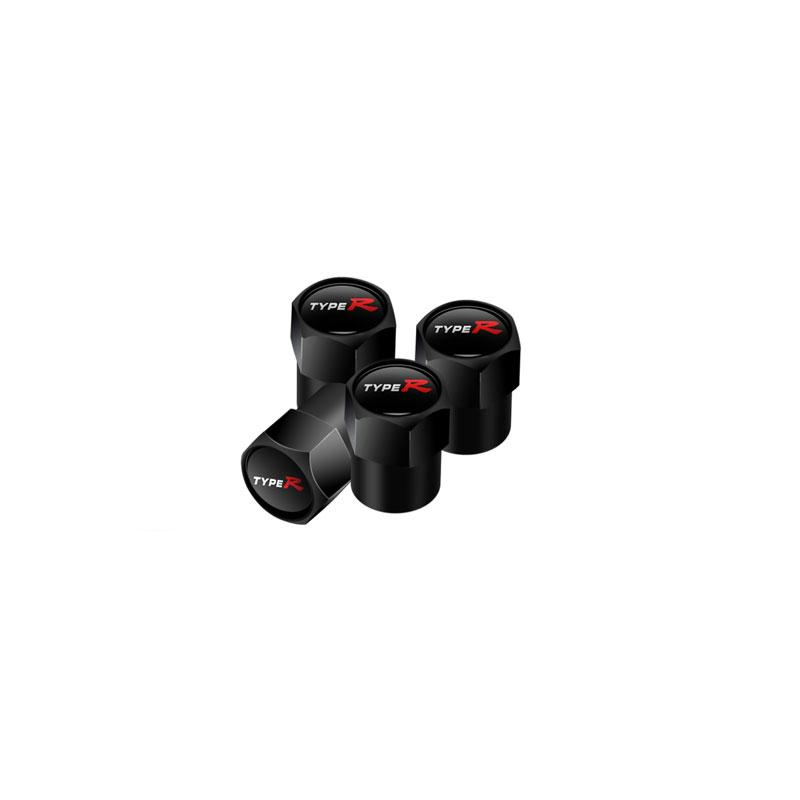 Car Decor 4Pcs Metal Type R Typer Logo Car Tire Valve Stem Cap Tire Wheel Stem Air Valve Caps For Accord Fit Civic CR-V