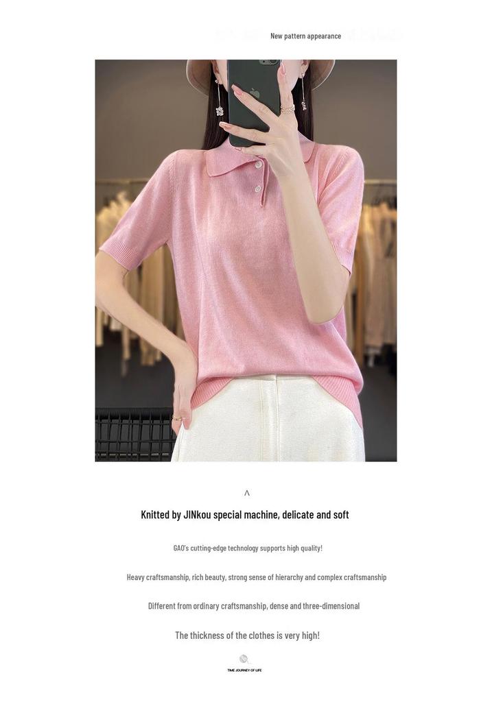 Women's Slim Fit Wool Polo Shirt