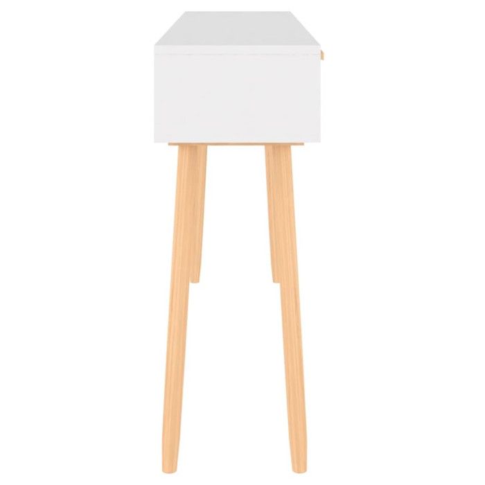 VidaXL Table console Blanc 105x30x75 cm Bois massif pin -rotin naturel 345627