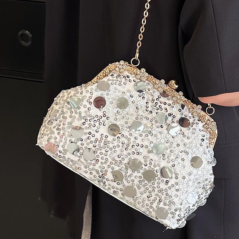 Chain Shoulder Bag with Single Strap, Stylish and Fashionable, Shell Design, Sequin Clasp, Crossbody Bag