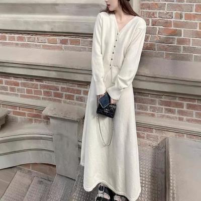 Women's Autumn and Winter Solid Colour Knitted Cardigan Skirt Two-piece Set