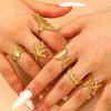 6Pcs/Set Starfish Ocean Rings Set, Stackable Marine Style Rings, Comfortable Wear Summer Beach Jewelry Gift