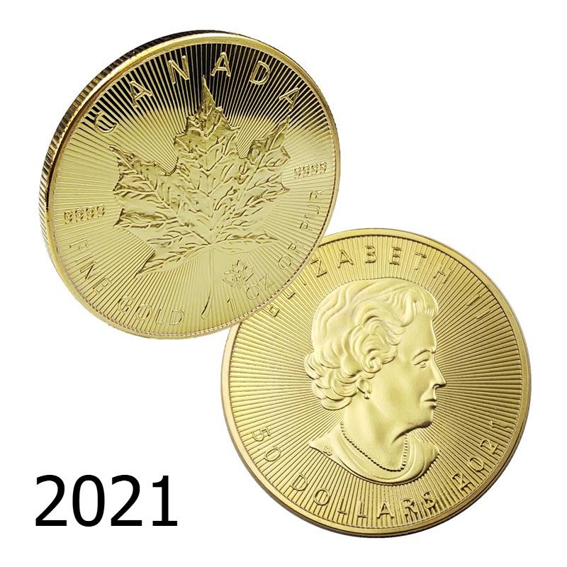 Moneta d'Oro Foglia d'Acero Canadese, 2015, 2020, 2021, 2023, Moneta Commemorativa Foglia d'Acero, Moneta della Regina del Commonwealth, Moneta Commemorativa per il Commercio Estero