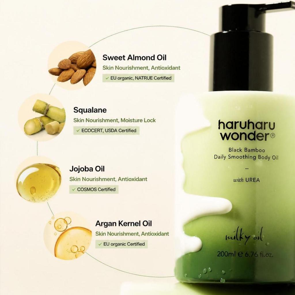 HARUHARU WONDER Olio corpo levigante quotidiano Black Bamboo 200 ml