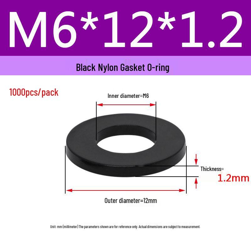 Schwarzer Nylon-Kunststoff Flache Unterlegscheibe Ring M2-M20