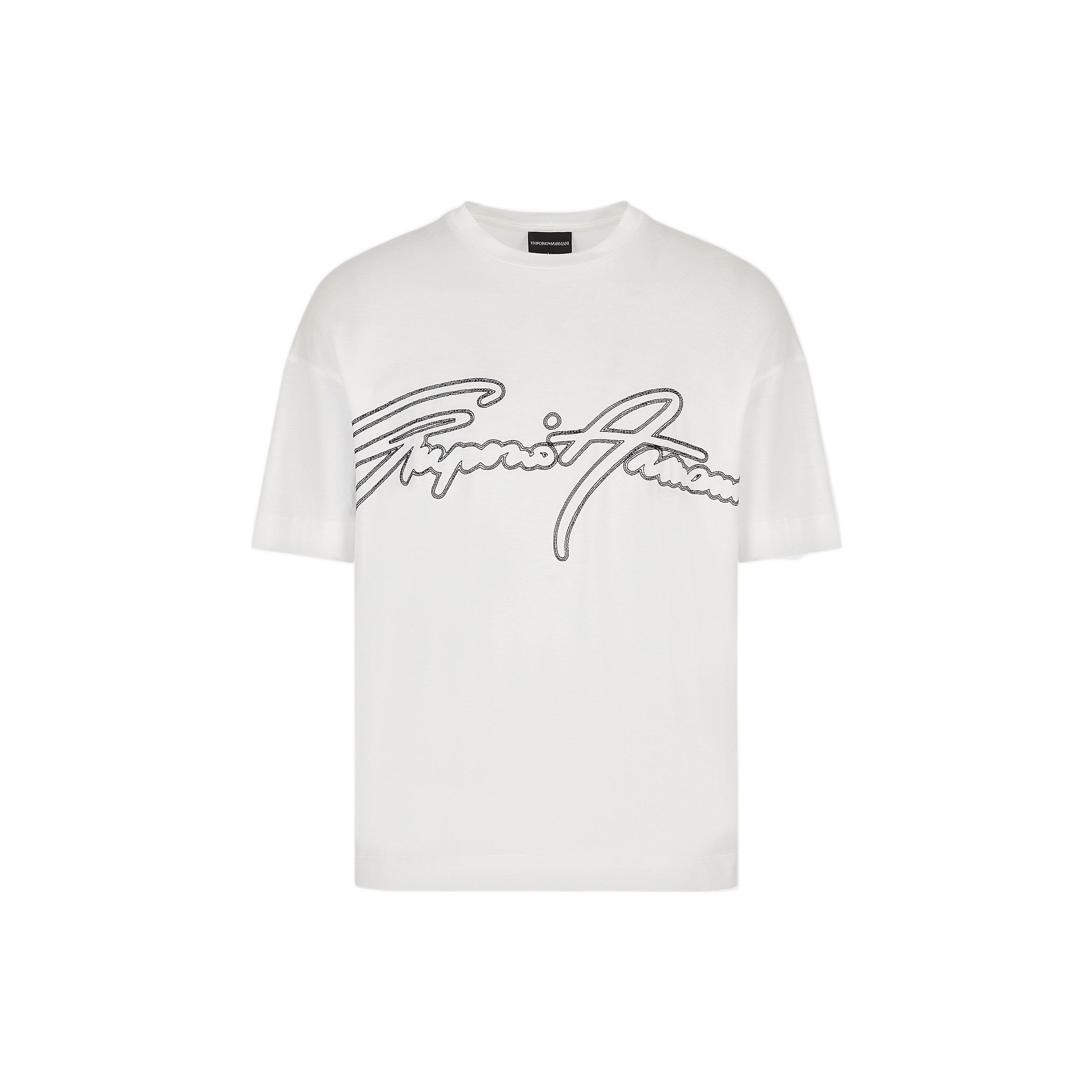 Emporio Armani Ss23 Logo Letter Outline Short Sleeve T-Shirt Men Tops White 3R1TV2-1JUVZ-0101 M