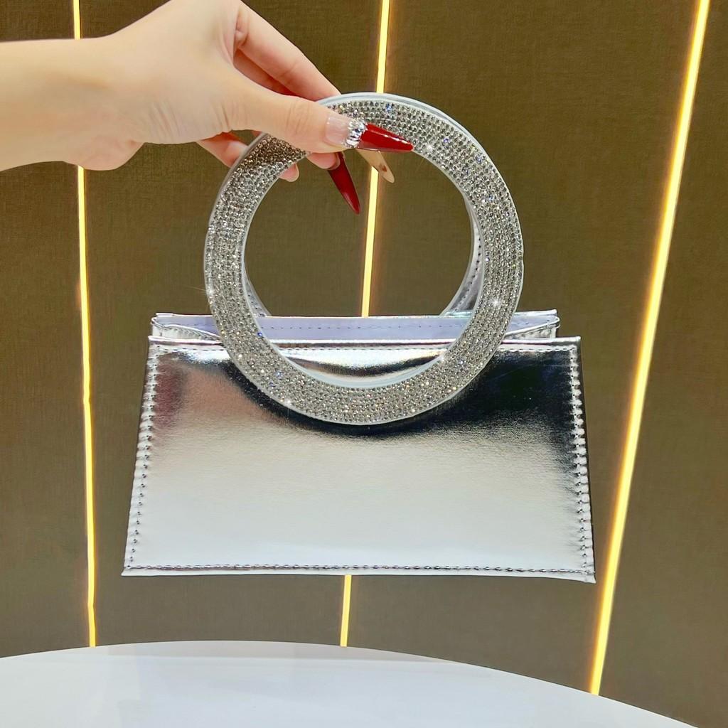 Elegant Pu Evening Clutch With Sparkling Rhinestones For Formal Events