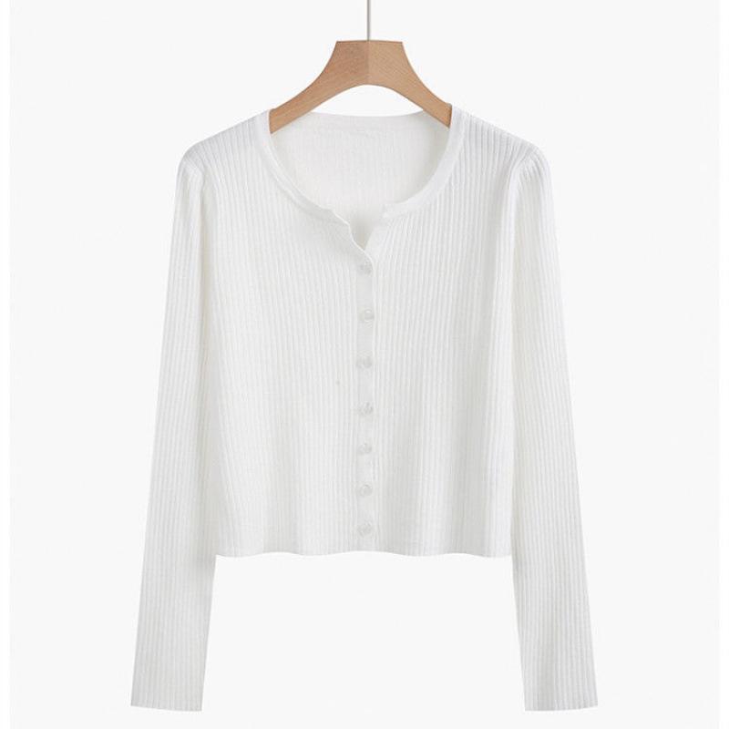 Two-Piece Women's Autumn Knit Set: Korean Short Sweater & Casual High-Waist Wide-Leg Pants