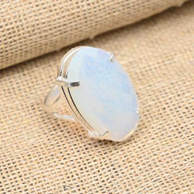 Milky Opal Gemstone Handmade Jewelry 925 Sterling Silver Ring Gift For Her