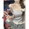 Sommer Koreanischer Stil Schlanke Passform Kontrastfarbe Zweiteiliges Design Camisole - Reines Baumwoll-Westen-Top