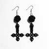 Gothic Black Rose & Snake Butterfly Earrings