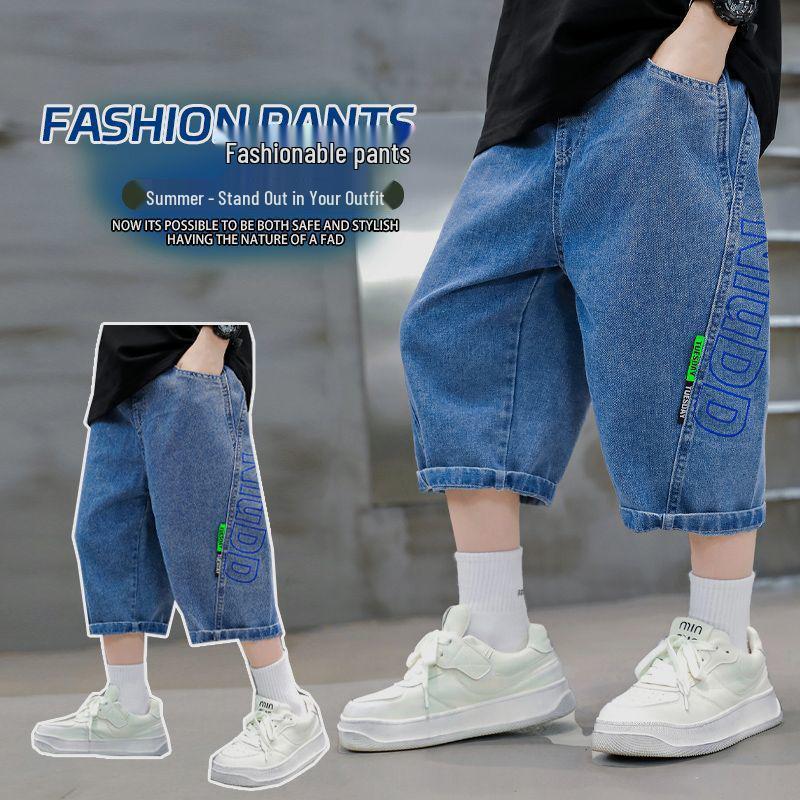 Pantaloncini di jeans alla moda sopra il ginocchio per ragazzi: Abbigliamento Estivo Leggero, Fresco e di Media Lunghezza per Bambini Grandi