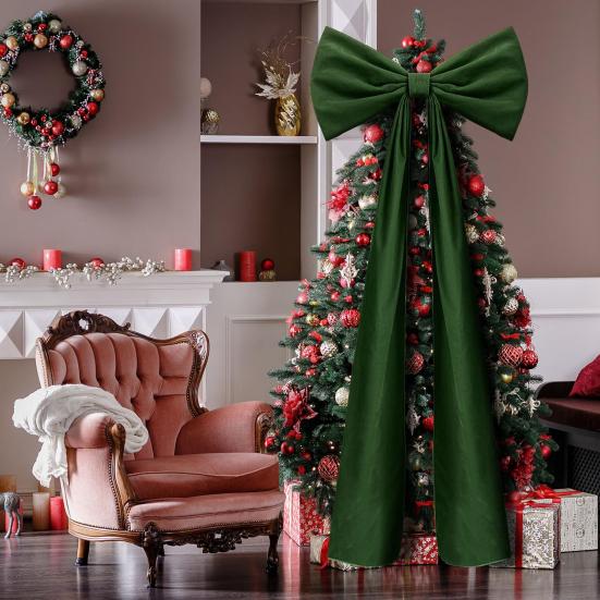 71 Inches Christmas Extra Large Velvet Bow Giant Xmas Tree Toppers Bows for Home Wreath Wall Backdrop Birthday Wedding Party Decoration