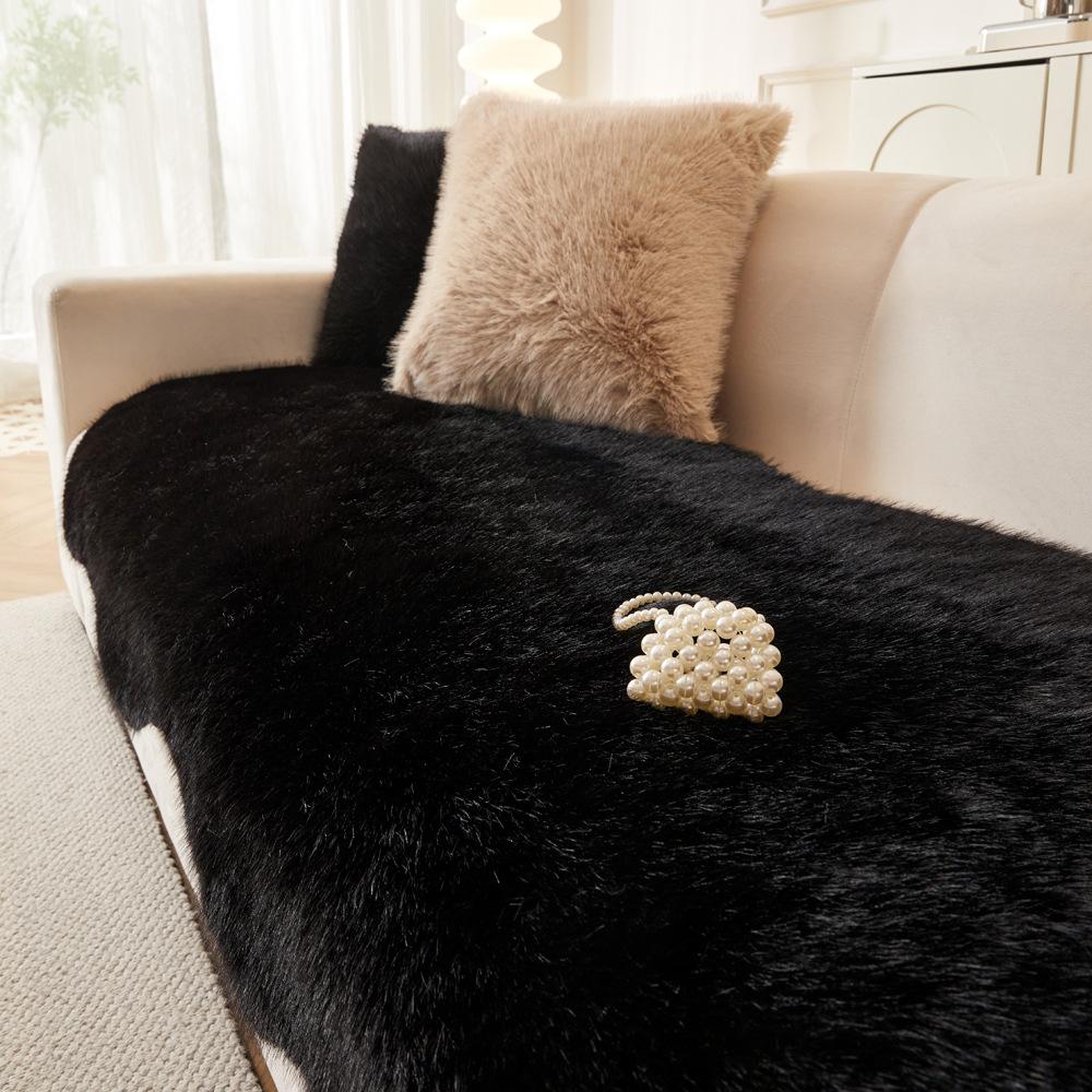 Mink Velvet Special-Shaped Sofa Cushion  Autumn And Winter New Solid Color Sofa Cover Cloth Towel Non-Slip Fixed Leather Sofa Cover