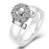 6MM Black & White Ceramic Diamond Inlaid Couple Rings - Valentine's Day Gift