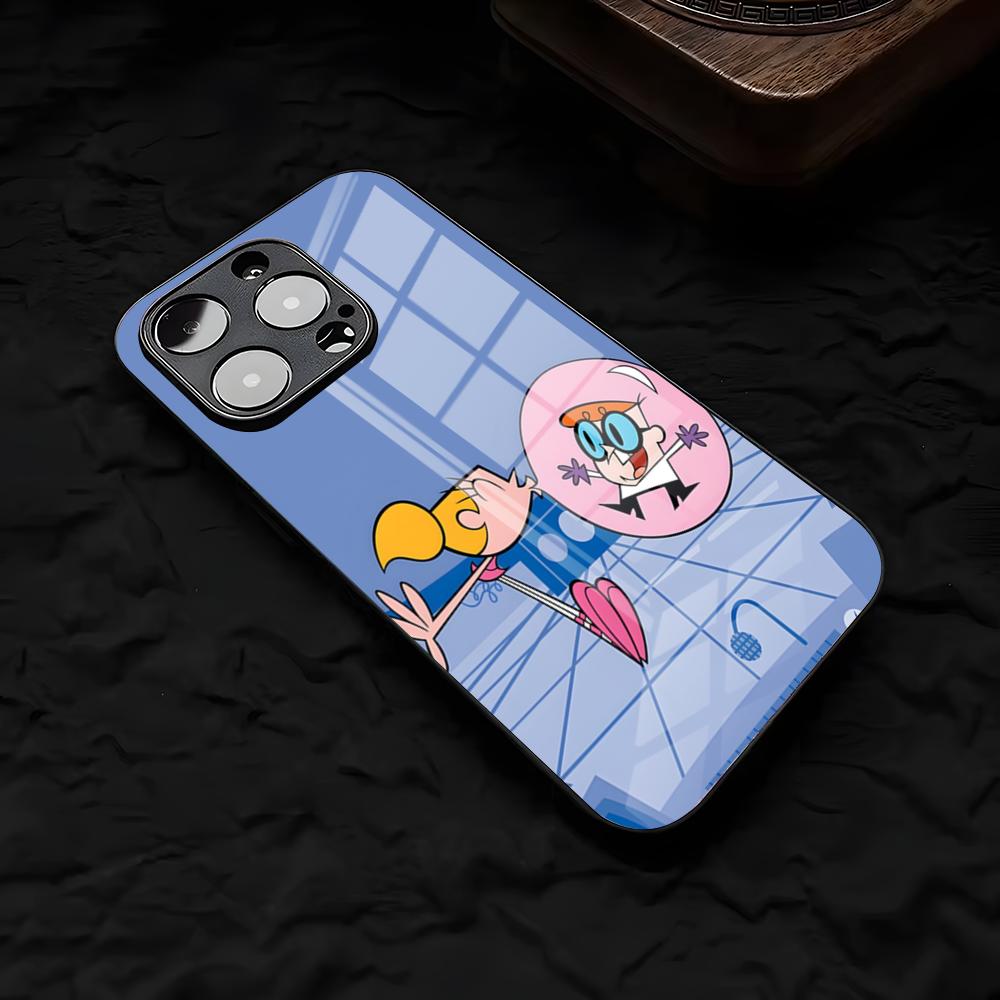Cartoon D-Dexters L-Laboratory Phone Case For IPhone 17 Air 16 E Pro Max 15 14 13 Mini 12 Pro 11 Max Plus Black Glass Cover