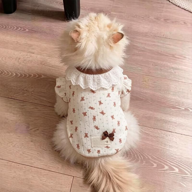 Dog clothes Small dog Spring summer Thin puppy Summer cute floral vest Pet Bigbear bipeg Walking dog