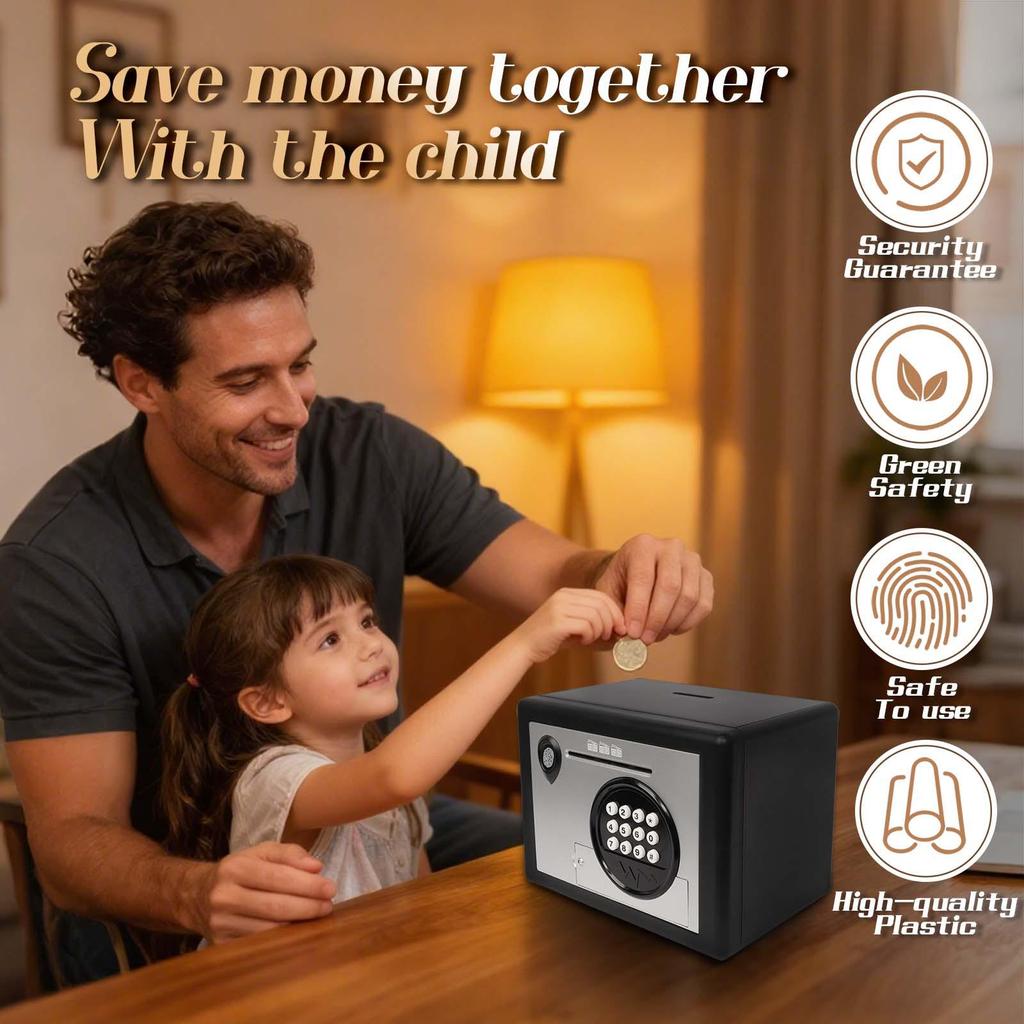 Cofrinho Transfronteiriço para Crianças: Mini Cofre de Moedas com Impressão Digital e Senha Recursos Antifurto para Educação Infantil