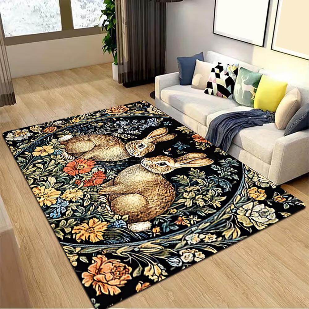 Easter Bunny Decorations Set Decoration,Carpet,Living Room,Bedroom, Non-slip,Square rug
