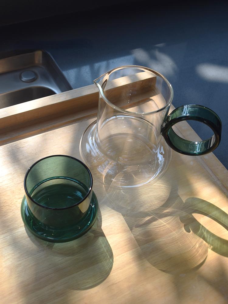 

Термостойкий чайник с ручкой для холодного заваривания и крышкой, стеклянная чашка, горшок для воды, чашка для воды, чайник, заварочный чайник, кувшин, посуда для питья, кувшин для воды зелёный