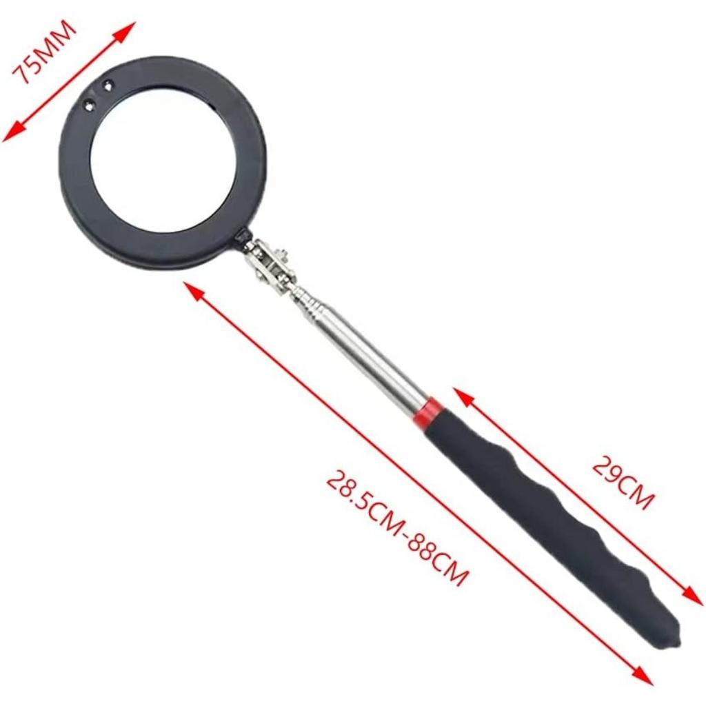 2Pcs Telescopic Inspection Mirror with LED Battery Lighting Telescopic Up To 88cm