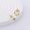 925 Sterling Silver Asymmetric Colorful Zircon Star Stud Earrings French Fashion Simple Jewelry Accessories for Women