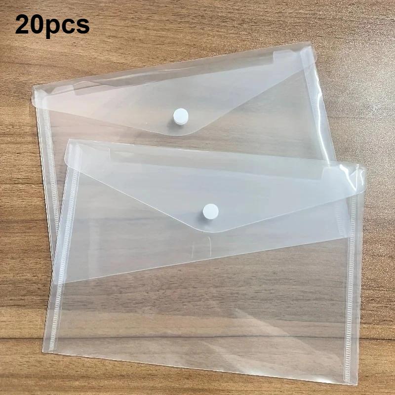 20pcs Plastic Versatile Document Bag Snap Closure Folder File Bag Document Receipt Organizer Storage School Home Office Supplies