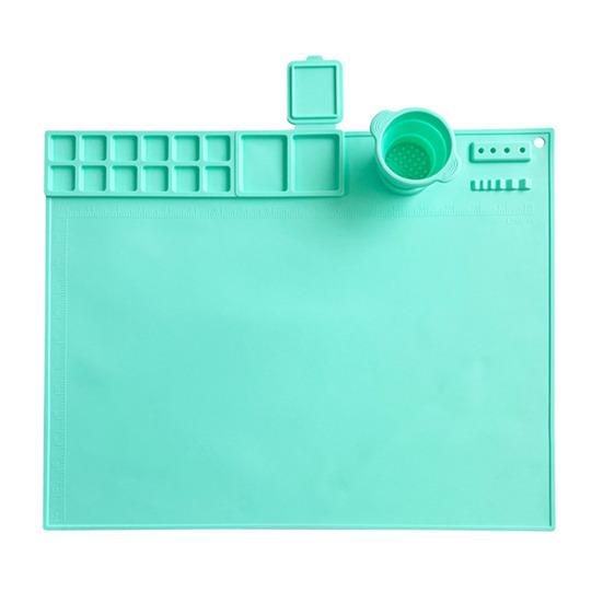 Silicone Painting Mat with Collapsible Cup Craft Mat Painting Sculpting Resin Projects Heat Resistant Painting Mat Artist Gift