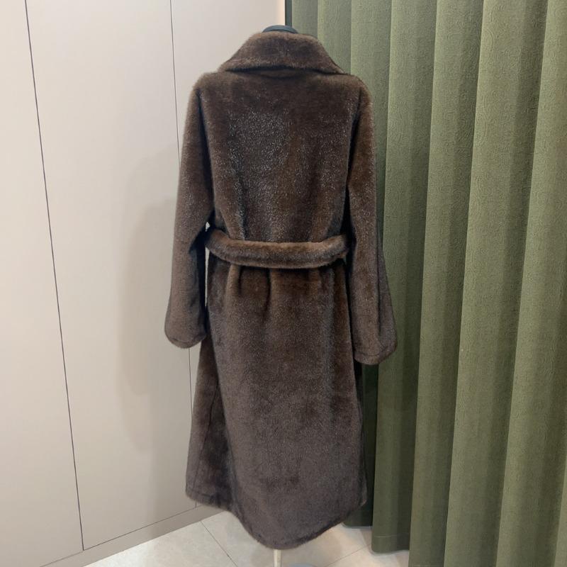 New environmentally friendly mink fur integrated coat women's long high-density two-color suit collar belt